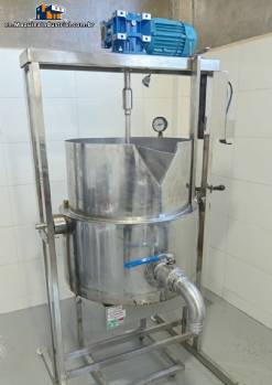 Stainless steel gas-powered tilting mixing tank with thermal jacket, 100 liters, Tortugan