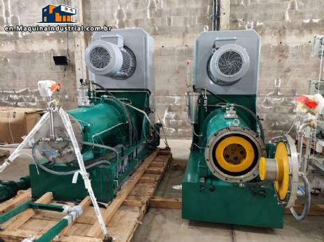 Horizontal agitator mill with discs and balls, 60 hp, for wet grinding and dispersion, jacketed, LME 100 K Netzsch